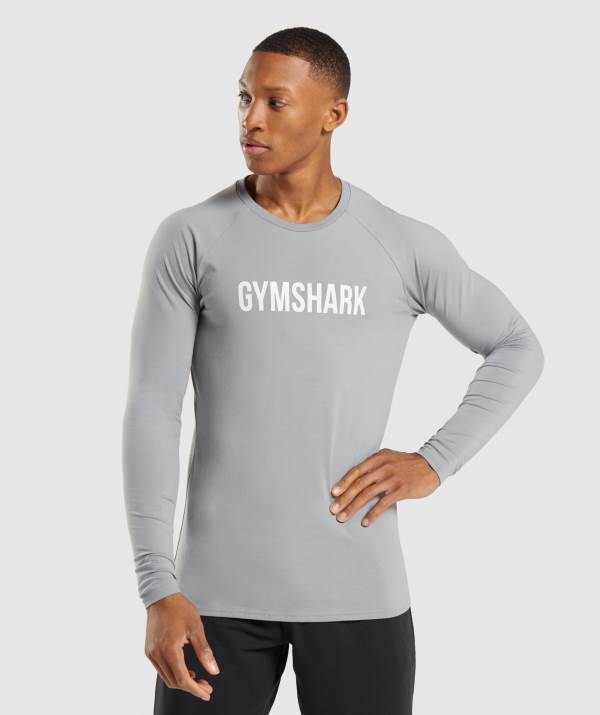 Panske Mikiny Gymshark Apollo Long Sleeve Siva | PQ1804365